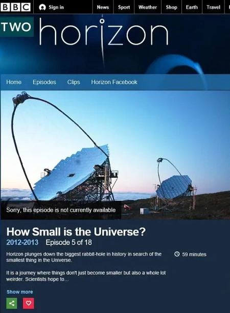 BBC 地平线: 宇宙何其小海报